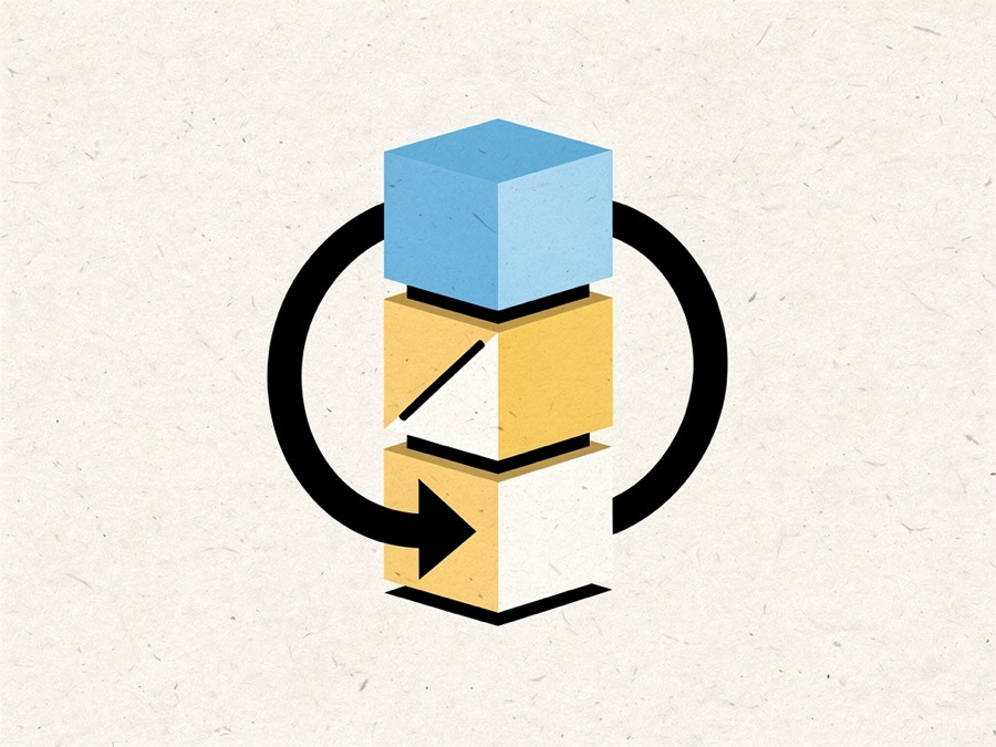 Illustration: stacked modular blocks circled by a continuous looping arrow.